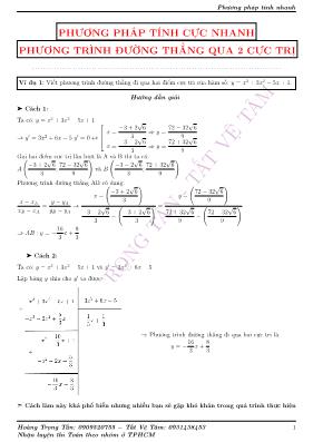 Phương pháp tính cực nhanh - Phương trình đường thẳng qua 2 cực trị - Hoàng Trọng Tấn